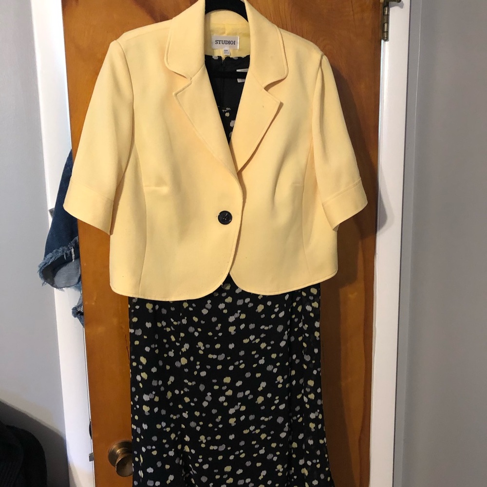 Yellow and black dress with yellow jacket